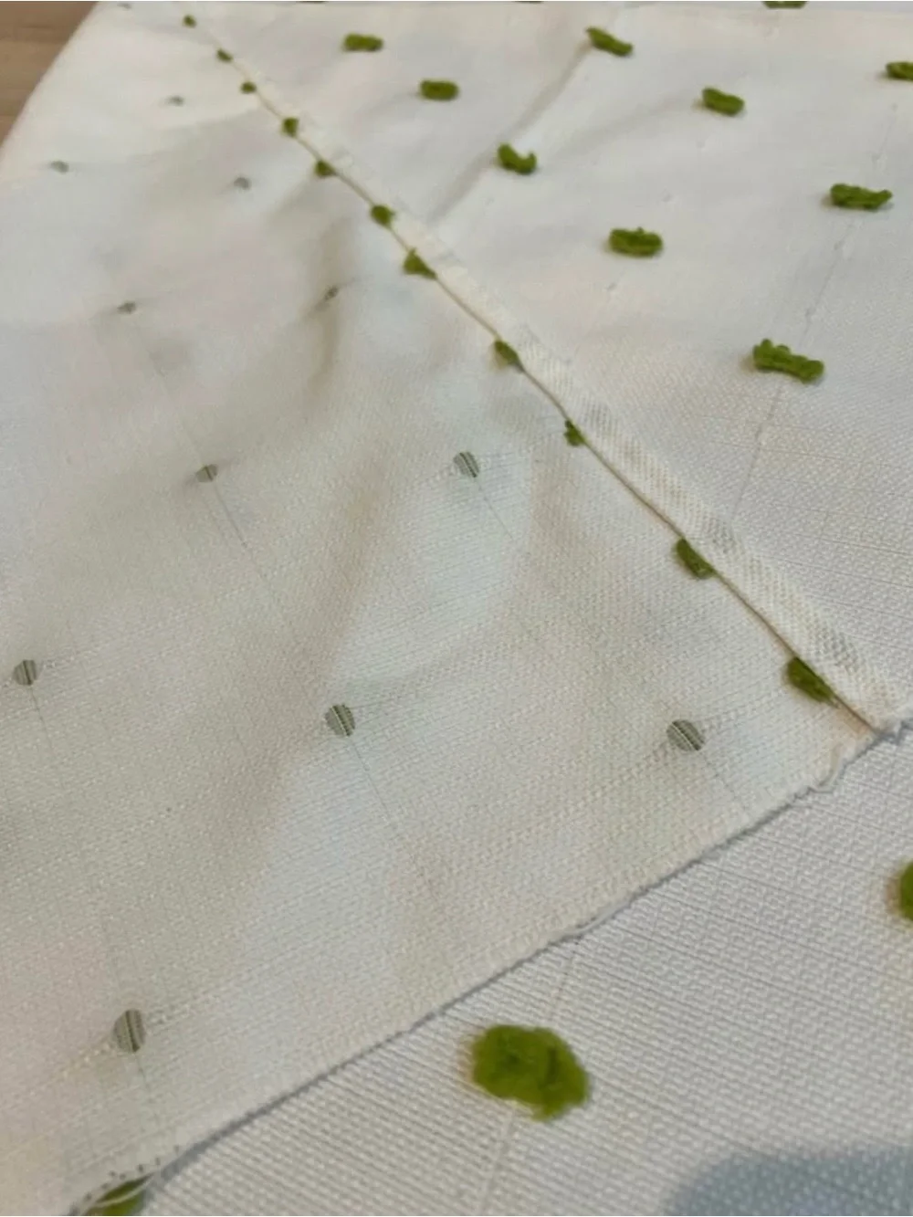Set of 2 curtain  white with Lime Pom Pom Polka Dots